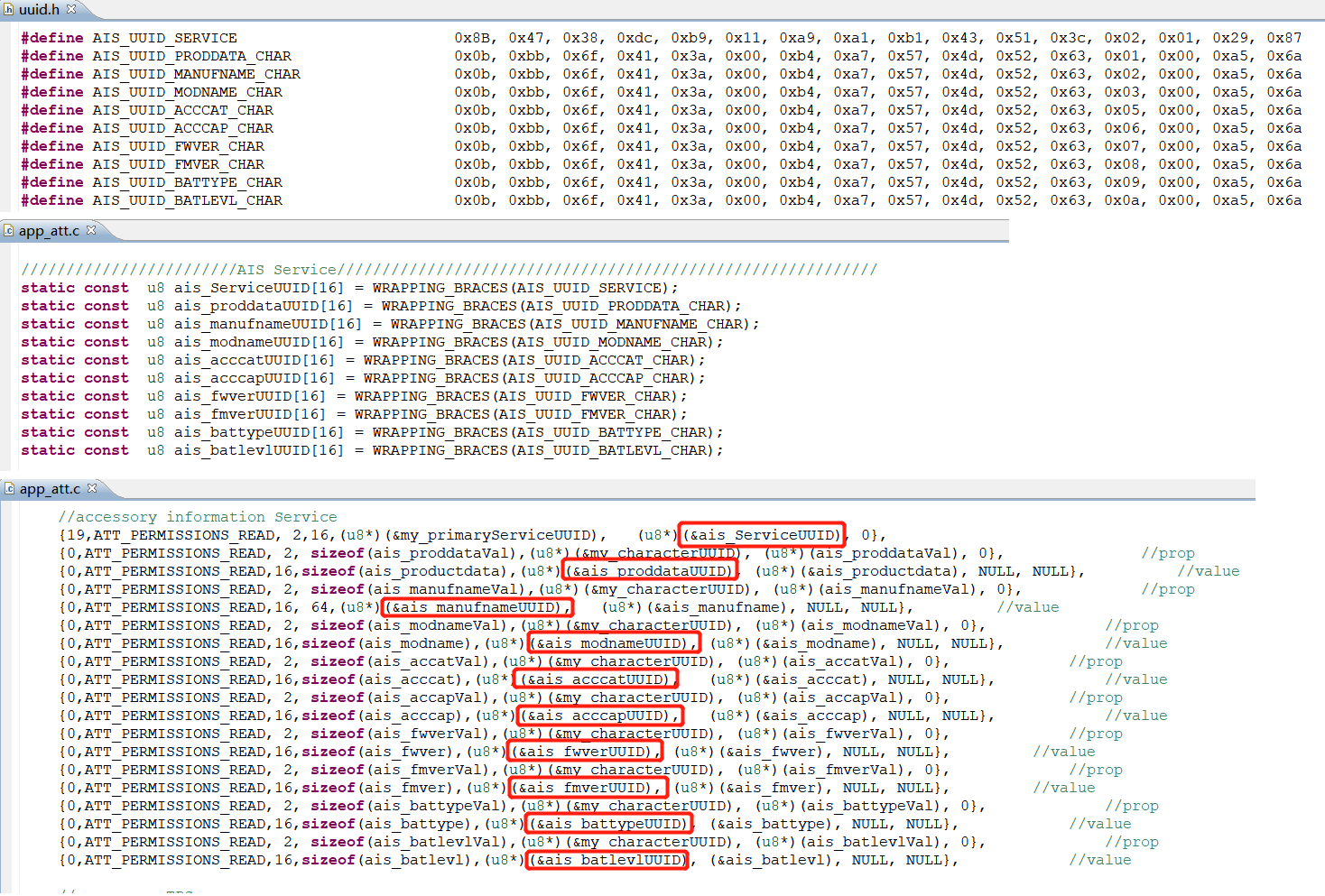 Accessory information service GATT setting