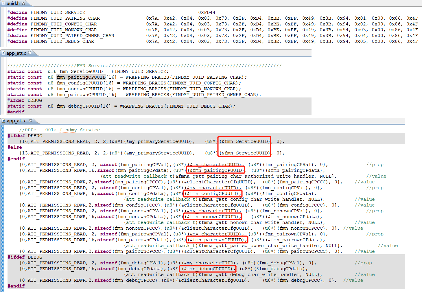 Find My network service GATT setting