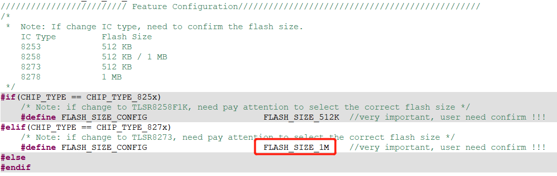 Flash configuration