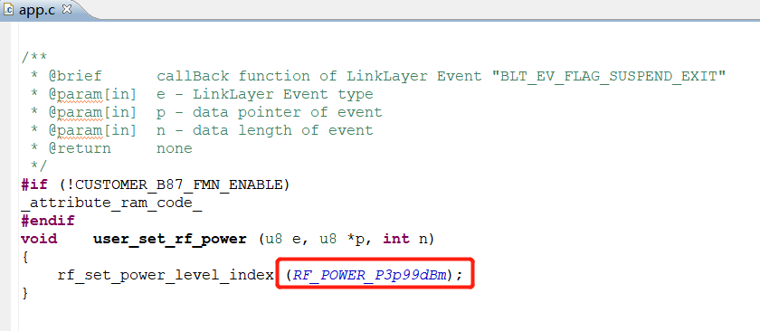 RF power setting