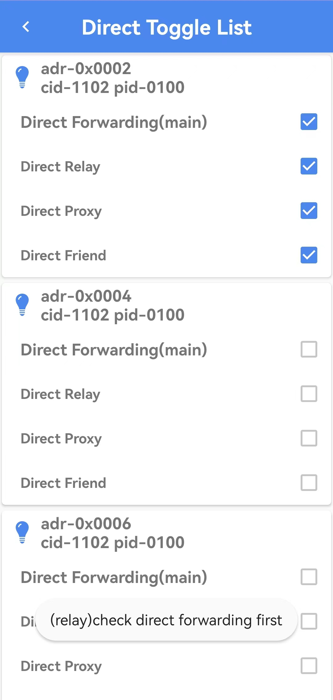 Fixed Routing Directangle Toggle list interface