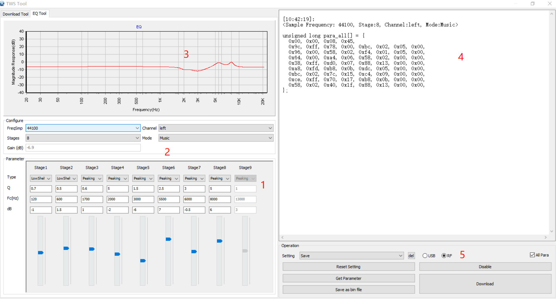 EQ parameter configuration tool