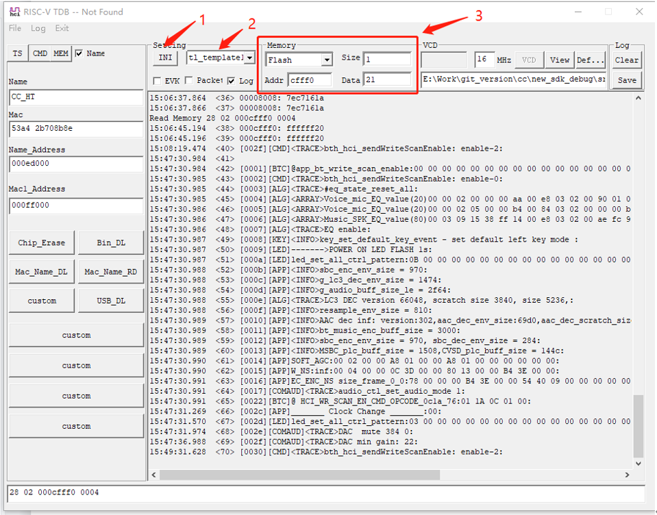 trace printing tool interface