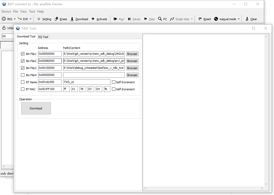 bin file download settings