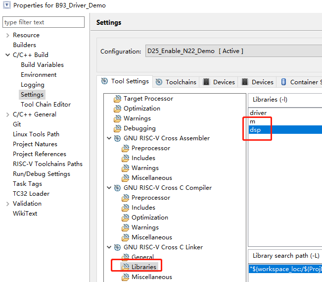 Add DSP libraries in Telink IoT studio