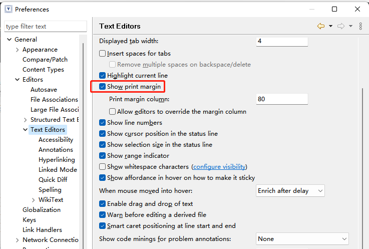 Configure the print margin