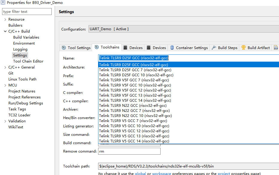 Select Toolchain