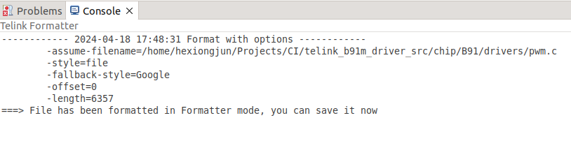 Formatter console output after formmtting